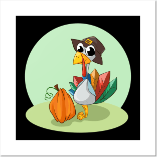 Happy Thanksgiving Cute Turkey Posters and Art